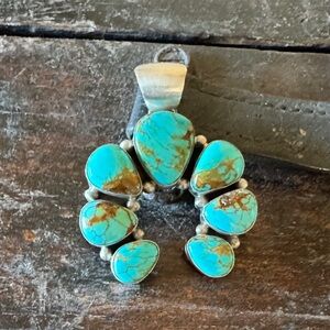 Sterling Silver & Turquoise Naja Pendant by Robert Shakey